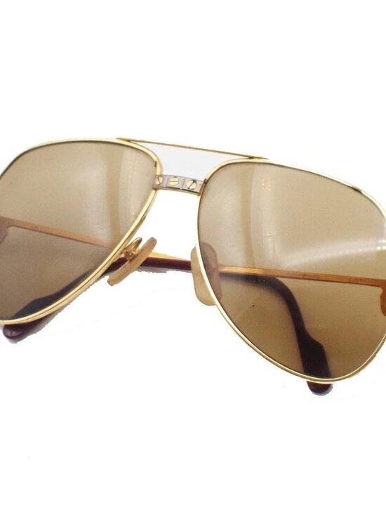 CARTIER Logos Sunglasses Eye Wear Metal Plastic Gold Brown France main image 11